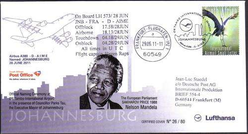 LIMITED EDITION A380 NAMING AT OR TAMBO Tribute to Mr. Nelson MANDELA" by Airbus A380 Lufthansa "JO