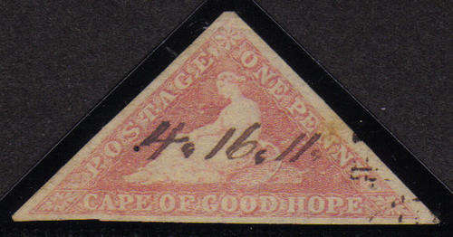 1853 1d PALE ROSE C.O.G.H TRIANGLE