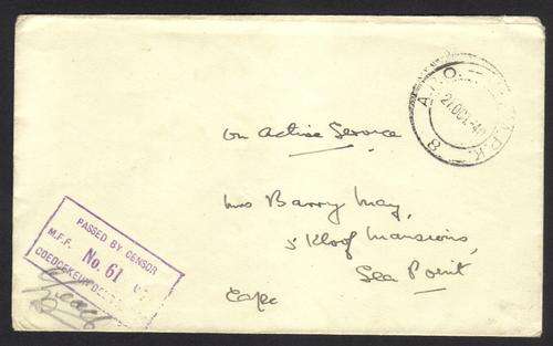 COVER ON ACTIVE SERVICE APO 8 DATED 21 OCT 1941