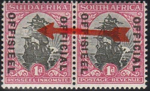 UNION OF SOUTH AFRICA  OFFICIAL OVERPRINT SEARCH LIGHT FLAW   MNH INVR WM