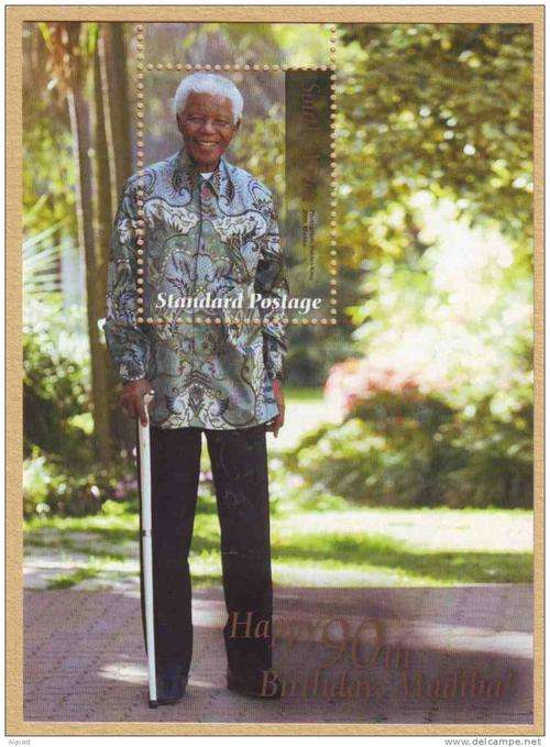 NELSON MANDELA 90TH BIRTHDAY MINI SHEET MNH STANDARD POSTAGE