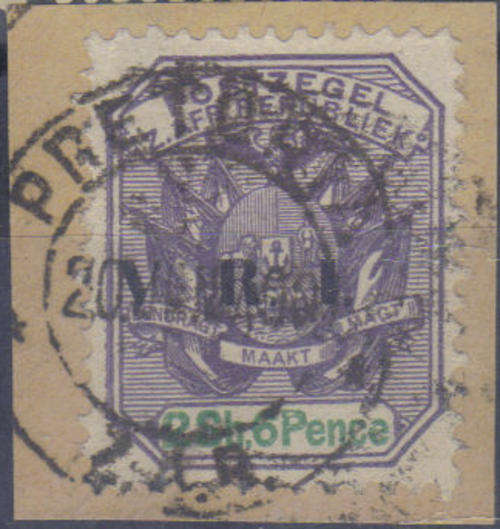 Z A R  PRETORIA CANCALL  2SH 6 d on piece "no stop after V"?