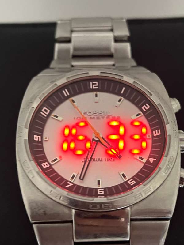 Fossil Blue LED Dual Time gents watch