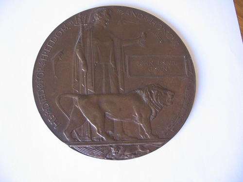 WW1 DEATH PLAQUE