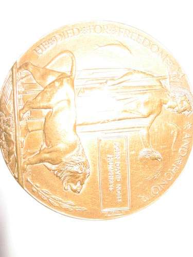 wwi death plaque JOHN DAVID NOBLE HUMPHREYS