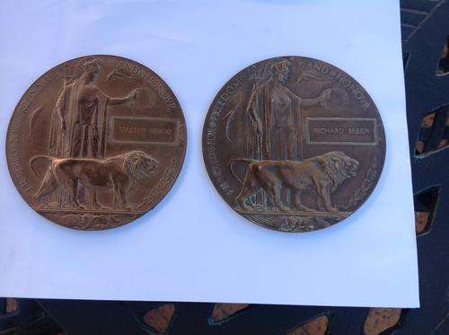 WW1 DEATH PLAQUES SET OFTWO