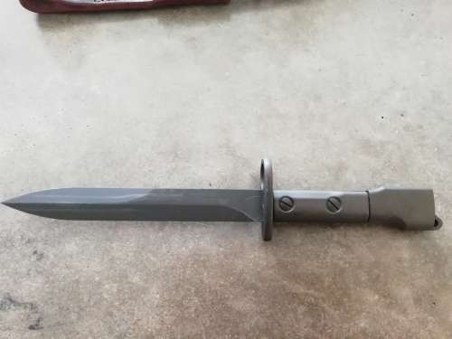 S1 UZI BAYONET with SAP STAMP MARKINGS & SA Leather Frog
