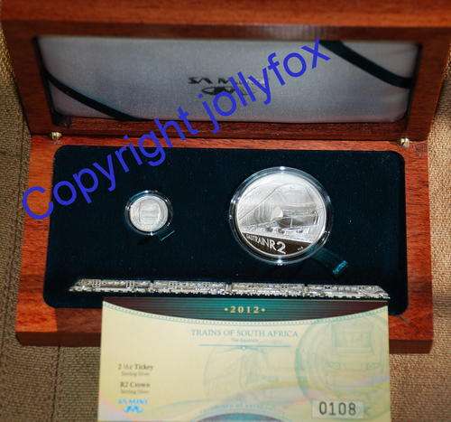 *** RARE BRAND NEW 2012 GAUTRAIN SILVER PROOF CROWN & TICKEY SET ***