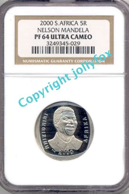 *** RARE BEAUT !! *** 2000 Mandela Smiley PROOF (NOT proofLIKE!) 64UC NGC Graded!! ***