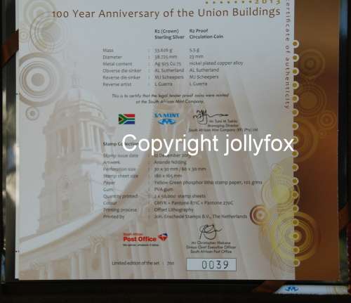 * SPECIAL PRICE!! * 2013 Union Building Annv SET - Nickel R2 PRF and Silver R2 PRF and Stamps!! *