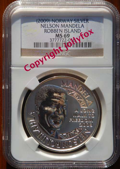 *** WOW *** RARE 2009 Mint of Norway SILVER MANDELA Robben Island Medallion MS69 (NGC) ***