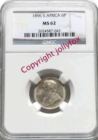 ***  RARE ZAR 1896 SIXPENCE NGC MS62 - ONLY 51 GRADED HIGHER - CV=R4000!!  ***