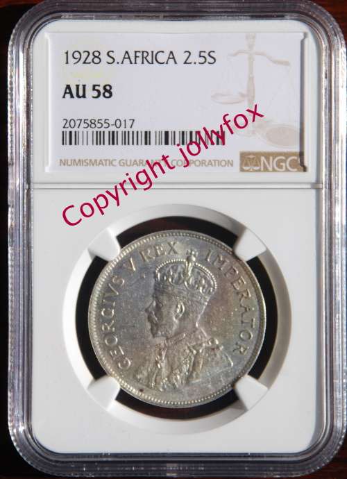 *** LOW LOW Price!! RARE 1928 2,5 Shilling NGC AU58 - ONLY 12 in this NGC Grade, CVR17500!!  ***