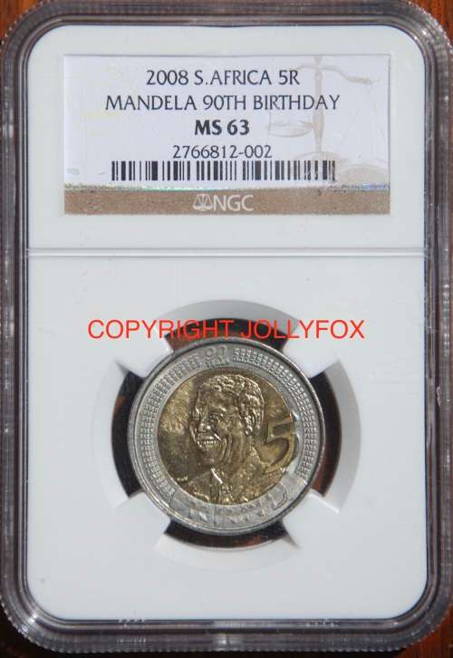 *** FANTASTIC Mandela 2008  R5 Set: From AU50 to MS67 (EXCEPT AU53 and MS60) All NGC Graded!! ***