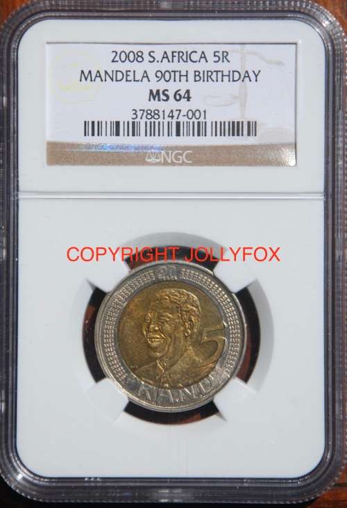*** FANTASTIC Mandela 2008  R5 Set: From AU50 to MS67 (EXCEPT AU53 and MS60) All NGC Graded!! ***