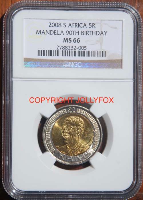 *** FANTASTIC Mandela 2008  R5 Set: From AU50 to MS67 (EXCEPT AU53 and MS60) All NGC Graded!! ***