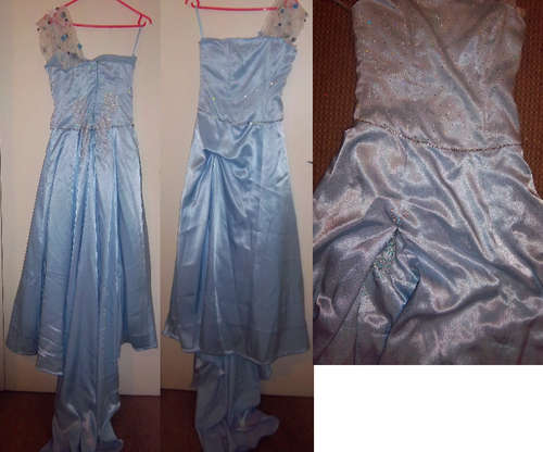 Blue satin custom made matric dress