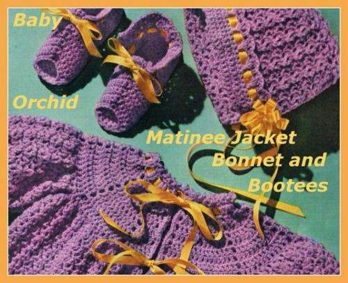 Downloadable Crochet Pattern for Orchid Baby Layette