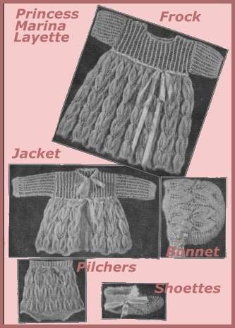 A classic knitting pattern for the Princess Marina Baby Layette - 1955
