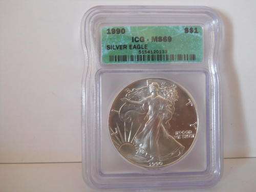 AMERICAN SILVER EAGLE 1990 MS69 BY ICG FREE SHIPPING FREE  INSURANCE