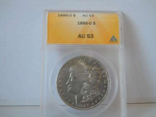 1886-0 MORGAN DOLLAR AU53 BY ANACS 90% SILVER  START @ R1 FREE SHIPPING
