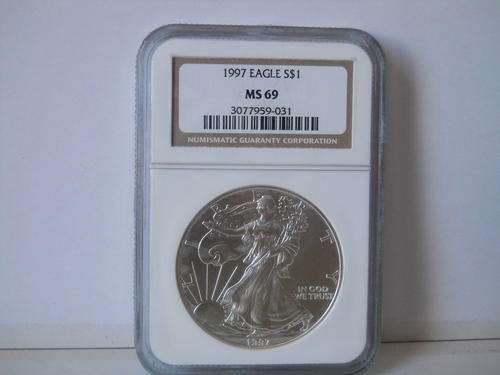 AMERICAN SILVER EAGLE 1997 MS69 BY NGC START @R1 FREE SHIPPING