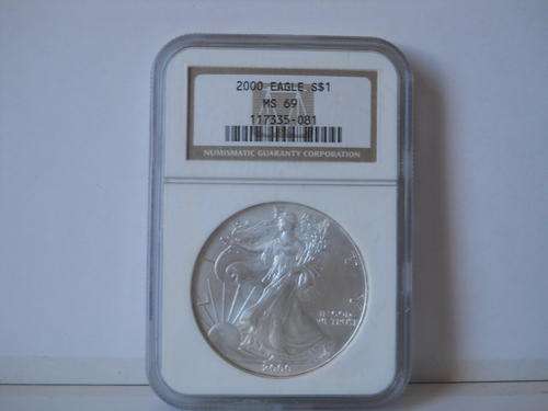 AMERICAN SILVER EAGLE 2000 MS69 BY NGC START@R1 FREE SHIPPING