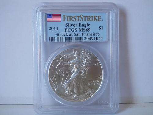 AMERICAN SILVER EAGLE 2011(SAN FRANCISCO MINT) MS69 FIRST STRIKE BY PCGS START @R1 FREE SHIPPING