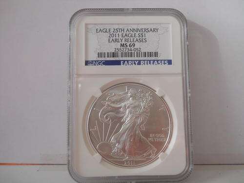 AMERICAN SILVER EAGLE 2011 MS69 25TH ANNIVERSARY EARLY RELEASES BY NGC