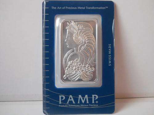 PAMP SUISSE 1 TROY OUNCE SILVER BAR. CERTIFIED AND SEALED WITH UNIQUE SERIAL NO.