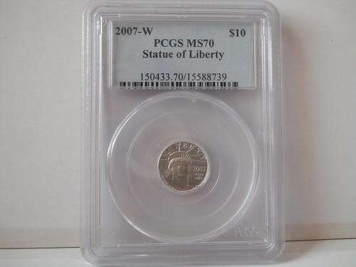 AMERICAN PLATINUM EAGLE (LADY LIBERTY)  $10 2007-W MS70 BY PCGS.  1/10 TROY OZ PLATINUM!!!