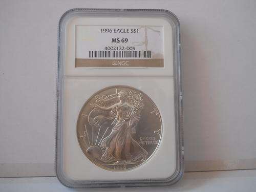 AMERICAN SILVER EAGLE 1996 MS69. THIS IS THE MOST SOUGHT AFTER EAGLE WITH THE LOWEST POPULATION!!!