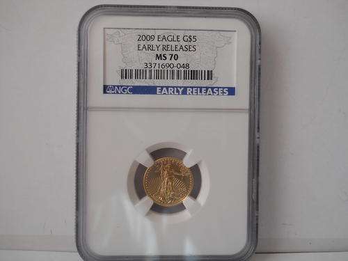 AMERICAN GOLD EAGLE $5 MS70 EARLY RELEASES. 1/10 TROY OZ. 22CT GOLD.