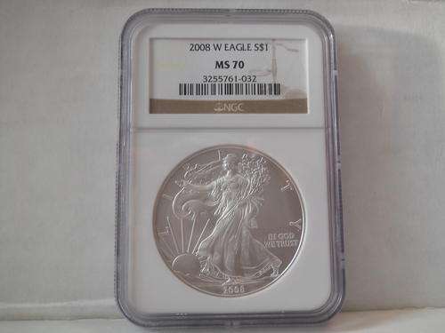 AMERICAN SILVER EAGLE 2008-W MS70 BY NGC FINEST GRADE. YOU DO NOT GET BETTER.