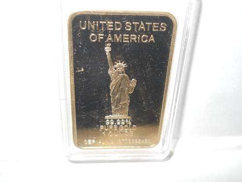 LADY LIBERTY GOLD PLATED BAR. 1 OZ. IN CAPSULE