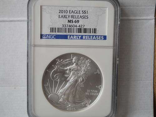 AMERICAN SILVER EAGLE 2010 EARLY RELEASES MS 69. 1 0Z. .999 PURE SILVER COIN GRADED BY NGC.