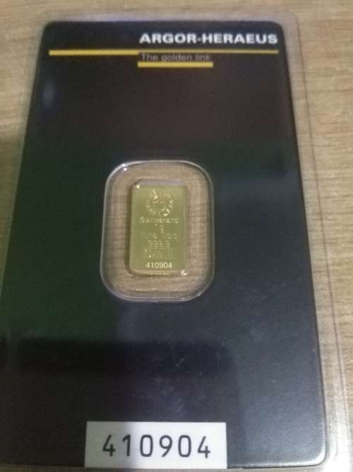 LOT OF 5X 1 GRAM .9999 PURE FINE GOLD BARS WITH UNIQUE SERIAL NUMBER AND ESSAY CARD (BID PER BAR)