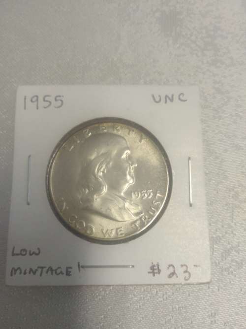 1955 Franklin Half Dollar 12.5 grams of 90% fine silver