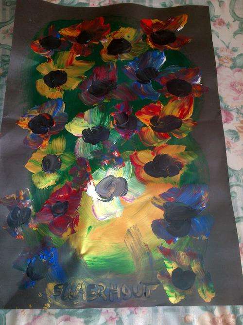 A2 Floral by Frans claerhout on black paper