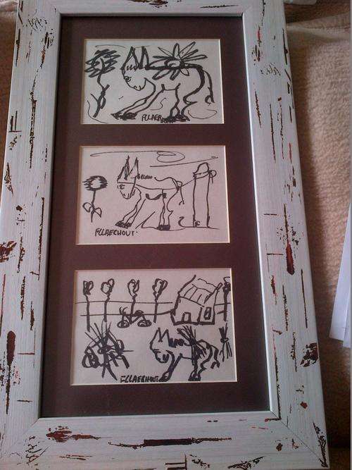 A Trio of Donkeys by world renowned Frans Claerhout!! Authenticated!! Each measures 10x15cm Framed