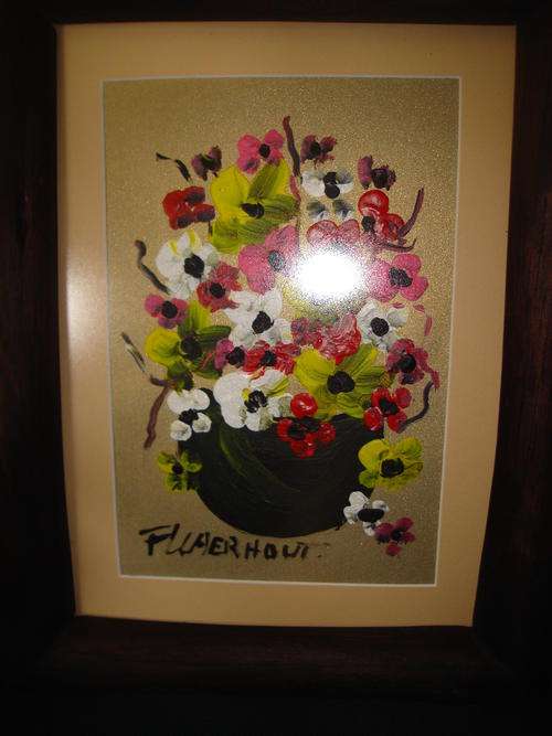 25x30cm Frans Claerhout, Certificate included, Flowers, oil on board