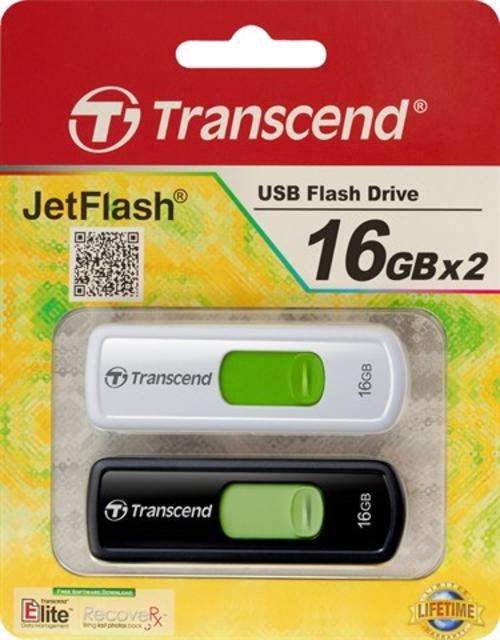 **BRAND NEW Transcend 2 x 16GB FLASH DRIVES 32GB SEALED**