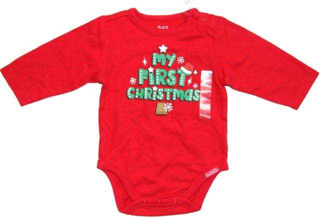 " The Children's Place " Long Sleeved Body Suit Romper 3-6 months "My First Christmas"
