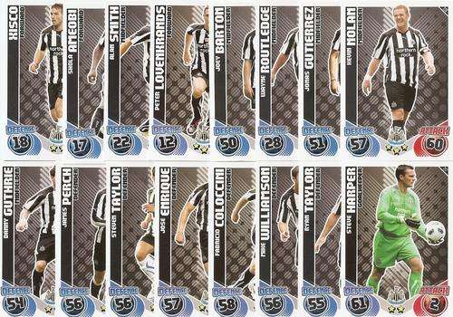 MATCH ATTAX 2010/11 - NEWCASTLE UNITED - COMPLETE 17 BASE CARD SET INCLUDING MANAGER