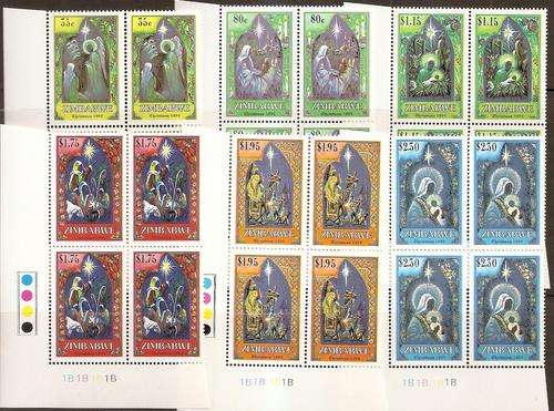 ZIMBABWE - SG882/887 - 1994 "CHRISTMAS" COMPLETE SET OF 6 CONTROL BLOCKS U/MINT