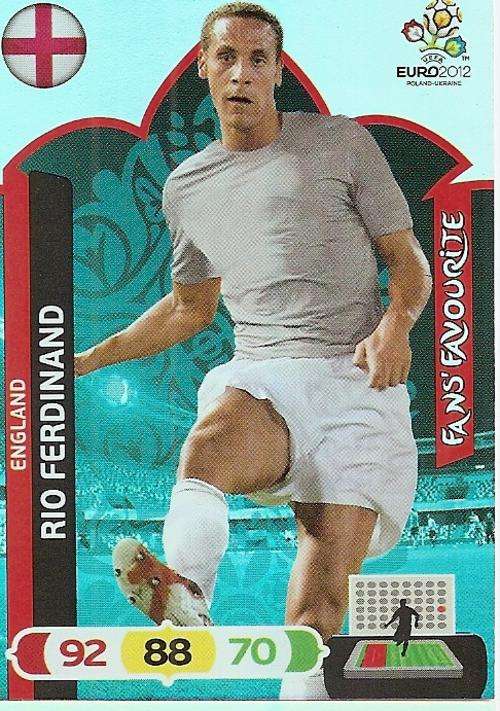 RIO FERDINAND - PANINI ADRENALYN EURO 2012 - "FANS FAVOURITE" TRADING CARD