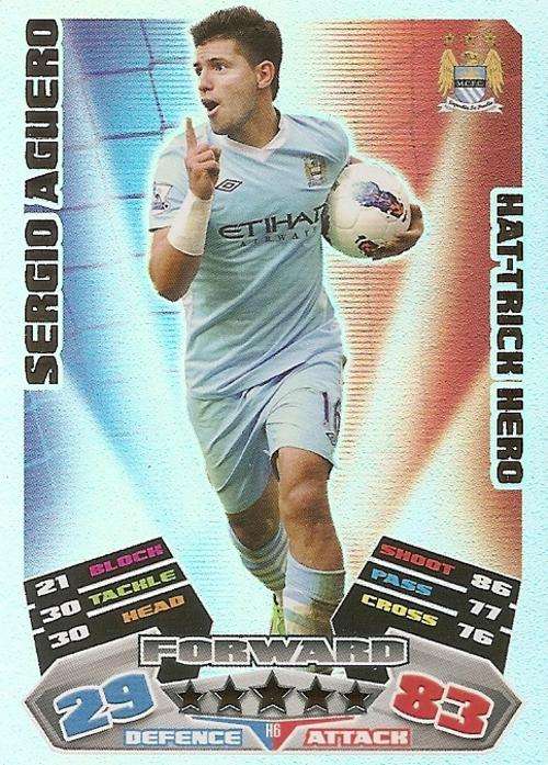 MATCH ATTAX EXTRA 2012 - SERGIO AGUERO "HAT TRICK HERO" CARD