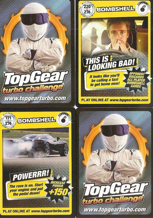 TOP GEAR TURBO CHALLENGE  - BASE CARDS `COMMON BOMBSHELL` - ALL AVAILABLE