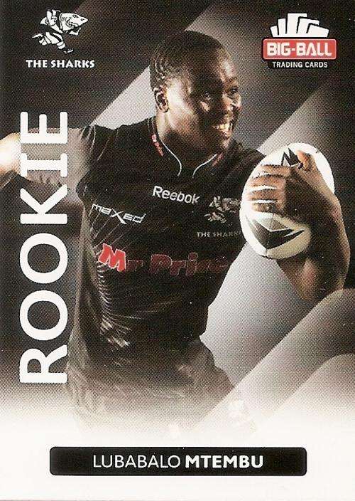 BIG BALL RUGBY COLLECTION 2012 - LUBABALO MTEMBU "ROOKIE" CARD