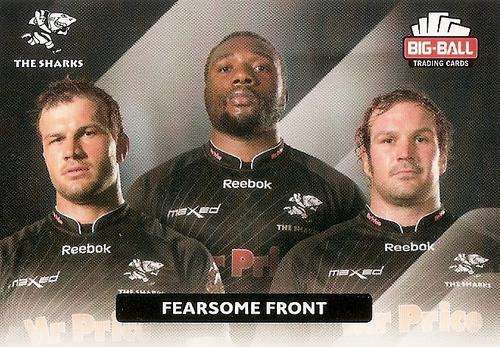 BIG BALL RUGBY COLLECTION  2012 - SHARKS `FEARSOME FRONT` CARD 208